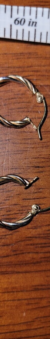 14k Gold Tri Color Hoops Classic Twisted Hoop Earrings - Picture 2 of 4
